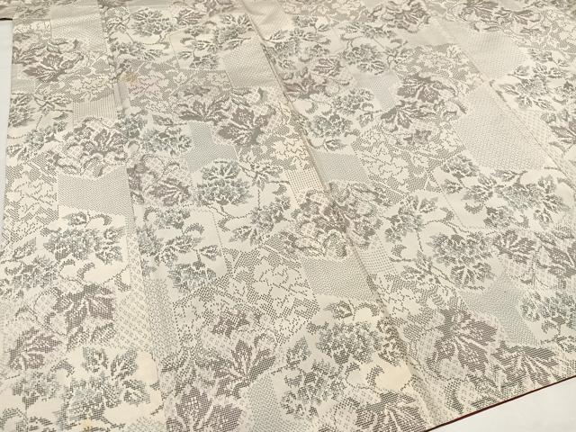 平和屋着物●上質な紬 枝花文 正絹 逸品 AABA3839ph