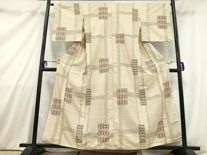 平和屋着物■お召　色紙幾何学文　正絹　逸品　AABA4125mf