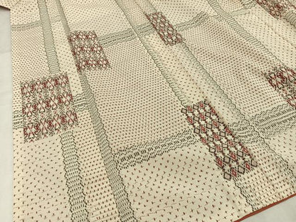 平和屋着物■お召　色紙幾何学文　正絹　逸品　AABA4125mf