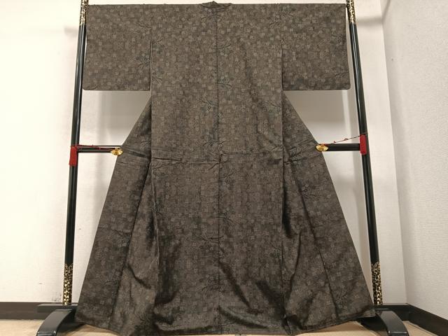 平和屋着物●本場大島紬 一元絣 枝花文 正絹 逸品 AABA4302ph
