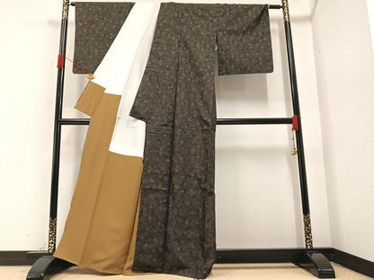 平和屋着物●本場大島紬 一元絣 枝花文 正絹 逸品 AABA4302ph
