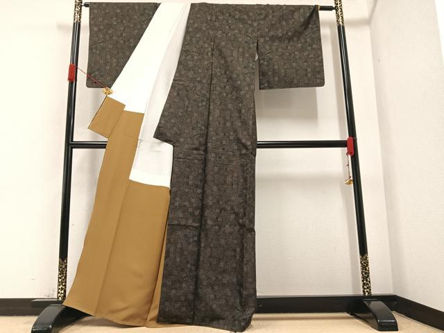平和屋着物●本場大島紬 一元絣 枝花文 正絹 逸品 AABA4302ph