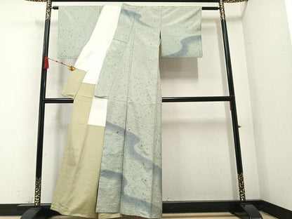 平和屋着物●本場染大島紬　訪問着　刺繍　草花丸文　暈し染め　金彩　正絹　逸品　AABA4311ph