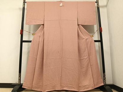 平和屋着物●上質な色無地 桜地紋 洗柿色 正絹 逸品 AABA4313ph