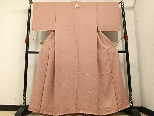 平和屋着物●上質な色無地 桜地紋 洗柿色 正絹 逸品 AABA4313ph