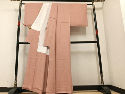 平和屋着物●上質な色無地 桜地紋 洗柿色 正絹 逸品 AABA4313ph