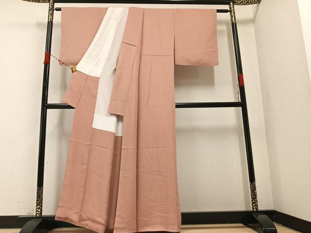 平和屋着物●上質な色無地 桜地紋 洗柿色 正絹 逸品 AABA4313ph