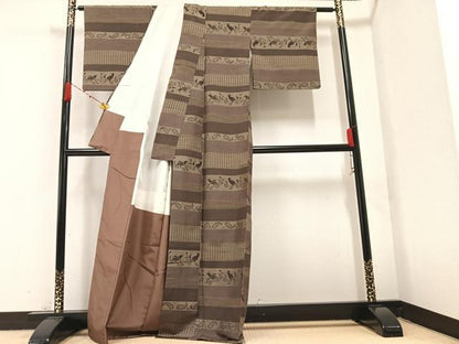 平和屋着物●上質な紬 花鳥文 正絹 逸品 AABA4327ph