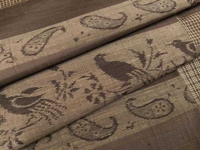 平和屋着物●上質な紬 花鳥文 正絹 逸品 AABA4327ph