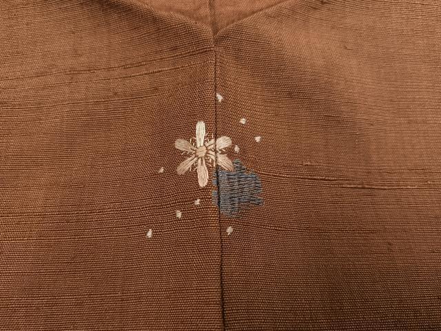 平和屋着物●上質な紬　色無地　胡桃色　正絹　逸品　AABA4332ph