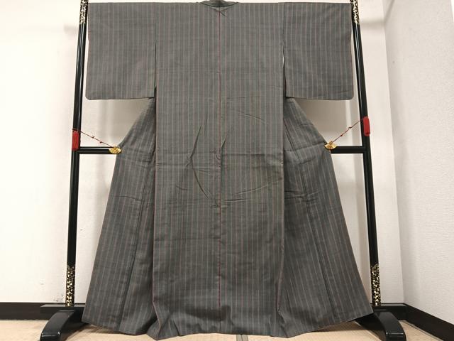 平和屋着物●上質な紬 間道 正絹 逸品 AABA4334ph
