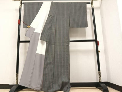 平和屋着物●上質な紬 間道 正絹 逸品 AABA4334ph