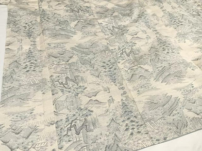 平和屋着物●本場大島紬 白大島 カタス9マルキ 風景樹林文 正絹 逸品 AABA4335ph