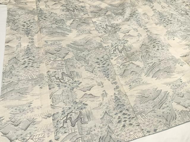 平和屋着物●本場大島紬 白大島 カタス9マルキ 風景樹林文 正絹 逸品 AABA4335ph