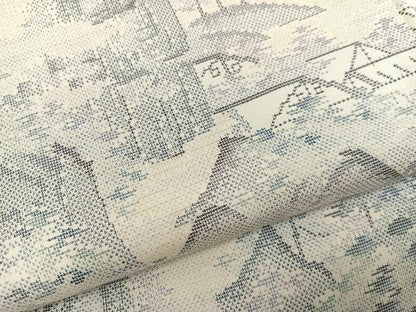 平和屋着物●本場大島紬 白大島 カタス9マルキ 風景樹林文 正絹 逸品 AABA4335ph