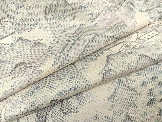 平和屋着物●本場大島紬 白大島 カタス9マルキ 風景樹林文 正絹 逸品 AABA4335ph