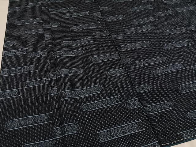 平和屋着物●上質な紬　100亀甲　段違い文 　正絹　逸品　未使用　AABA4344ph