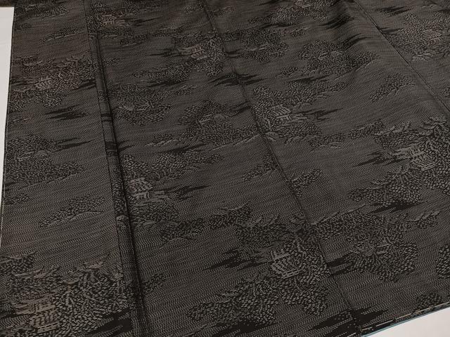 平和屋着物●本場大島紬 風景樹林文 正絹 逸品 未使用 AABA4347ph
