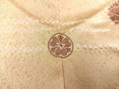 平和屋着物●訪問着 絞り 刺繍 雲重ね草花文 正絹 逸品 AABA4352ph