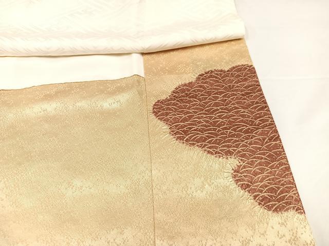 平和屋着物●訪問着 絞り 刺繍 雲重ね草花文 正絹 逸品 AABA4352ph