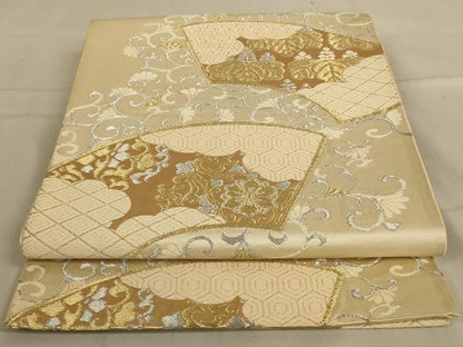 平和屋着物◎六通柄袋帯 更紗花文 金銀糸 正絹 逸品 AABA4394ou