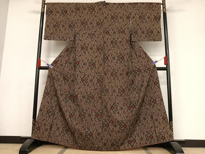 平和屋着物●本場大島紬 一元7マルキ 花丸文 正絹 逸品 AABA4466np