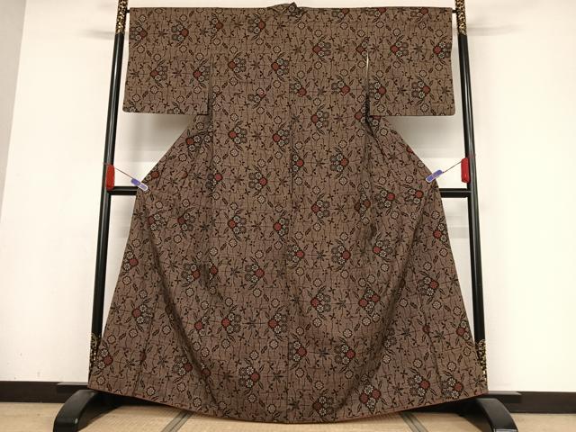 平和屋着物●本場大島紬 一元7マルキ 花丸文 正絹 逸品 AABA4466np