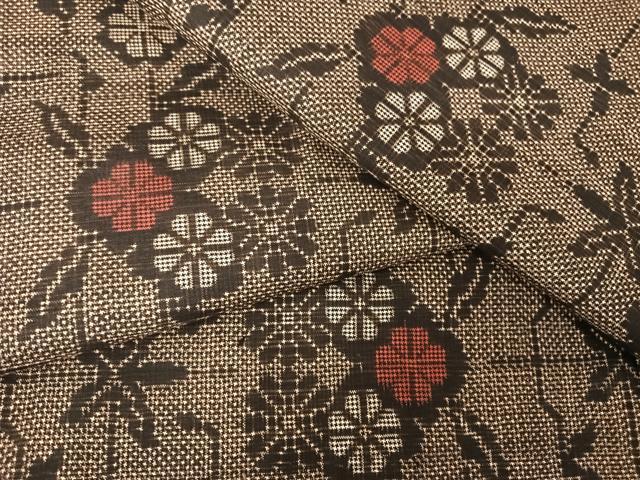 平和屋着物●本場大島紬 一元7マルキ 花丸文 正絹 逸品 AABA4466np
