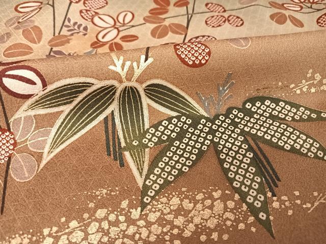 平和屋着物●訪問着 笹と萩 暈し染め 金彩 正絹 逸品 AABA4473np