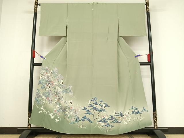 平和屋着物●豪華色留袖 友禅 作家物 梅松飛鶴文 暈し染め 正絹 逸品 AABA4477np