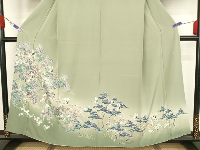 平和屋着物●豪華色留袖 友禅 作家物 梅松飛鶴文 暈し染め 正絹 逸品 AABA4477np