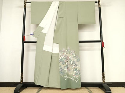 平和屋着物●豪華色留袖 友禅 作家物 梅松飛鶴文 暈し染め 正絹 逸品 AABA4477np