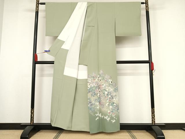 平和屋着物●豪華色留袖 友禅 作家物 梅松飛鶴文 暈し染め 正絹 逸品 AABA4477np