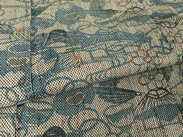 平和屋着物●上質な小紋 型染め 藍 流水風景文 正絹 逸品 AABA4480np