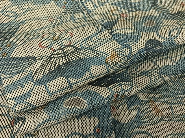 平和屋着物●上質な小紋 型染め 藍 流水風景文 正絹 逸品 AABA4480np