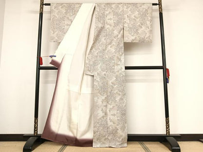 平和屋着物●本場大島紬 白大島 一元7マルキ 風景文 正絹 逸品 AABA4482np