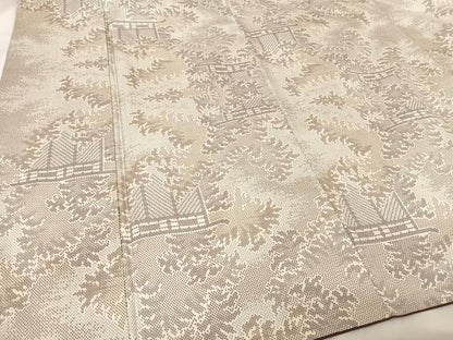 平和屋着物●本場大島紬 白大島 一元7マルキ 風景文 正絹 逸品 AABA4482np