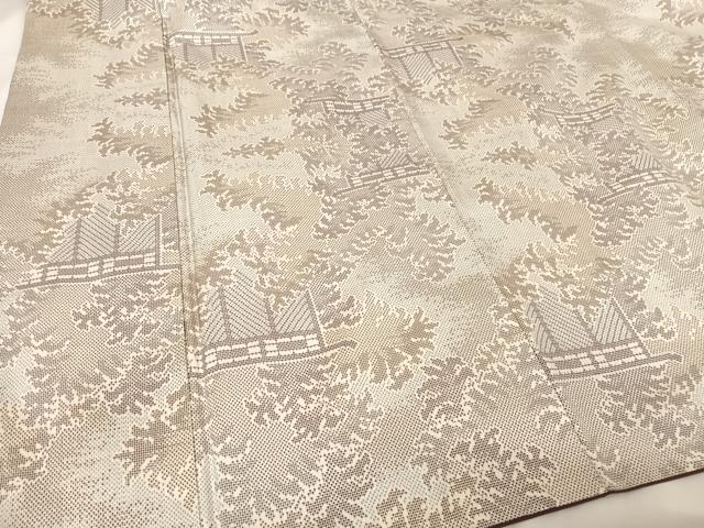 平和屋着物●本場大島紬 白大島 一元7マルキ 風景文 正絹 逸品 AABA4482np