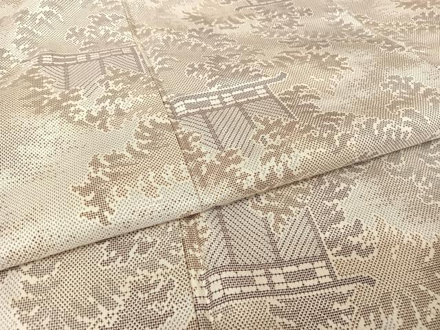 平和屋着物●本場大島紬 白大島 一元7マルキ 風景文 正絹 逸品 AABA4482np