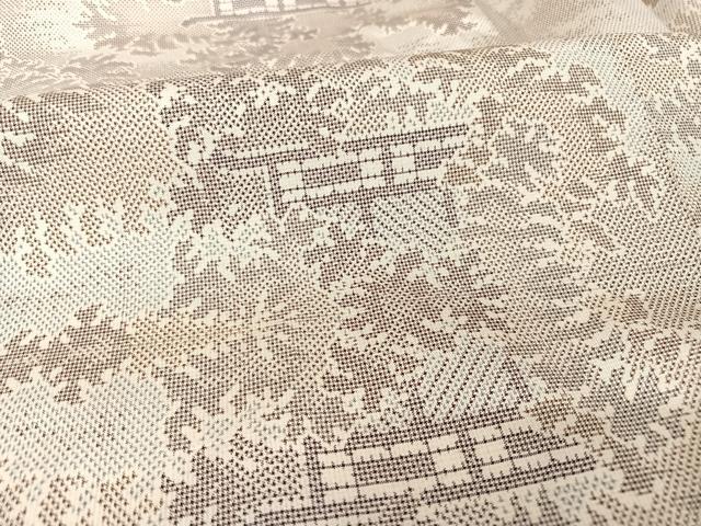 平和屋着物●本場大島紬 白大島 一元7マルキ 風景文 正絹 逸品 AABA4482np
