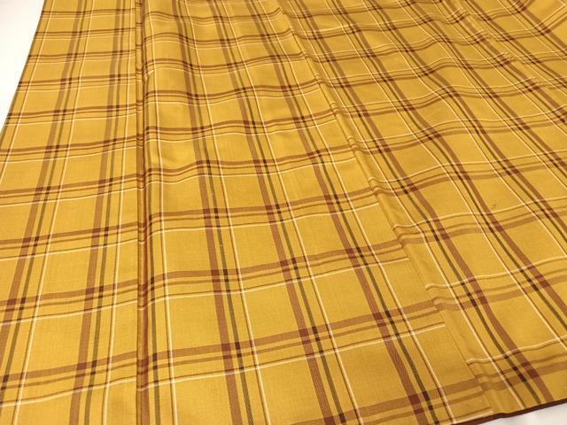 平和屋着物●本場黄八丈　綾織　格子　正絹　逸品　AABI2619cs