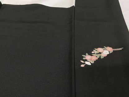 平和屋着物●豪華黒留袖　友禅　作家物　花篭　人物文　正絹　逸品　AABA4501np