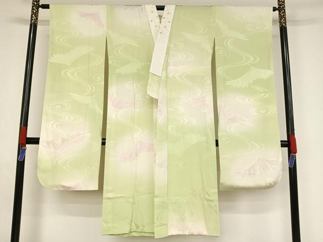 平和屋着物●振袖用長襦袢　無双仕立て　五彩ぼかし　流水花地紋　暈し染め　半衿刺繍　正絹　逸品　未使用　AABA4507np