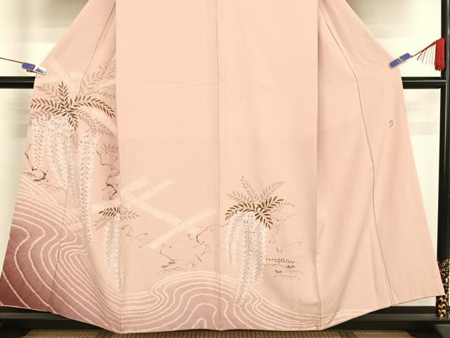 平和屋着物●訪問着 手描き 絞り 藤花房 暈し染め 正絹 逸品 AABA4513np