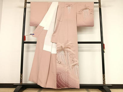 平和屋着物●訪問着 手描き 絞り 藤花房 暈し染め 正絹 逸品 AABA4513np