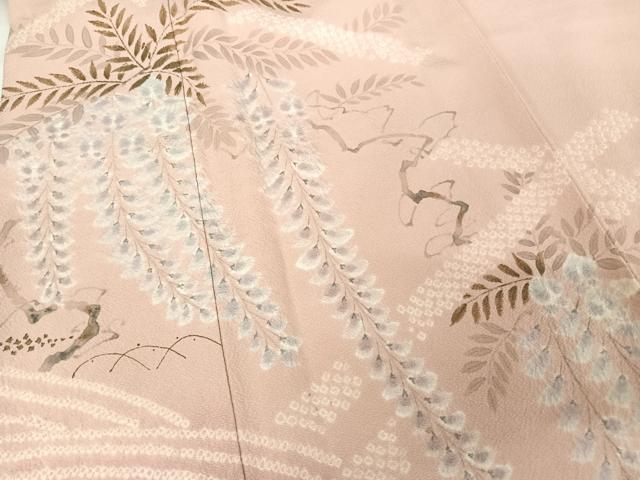 平和屋着物●訪問着 手描き 絞り 藤花房 暈し染め 正絹 逸品 AABA4513np