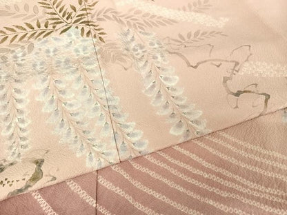 平和屋着物●訪問着 手描き 絞り 藤花房 暈し染め 正絹 逸品 AABA4513np