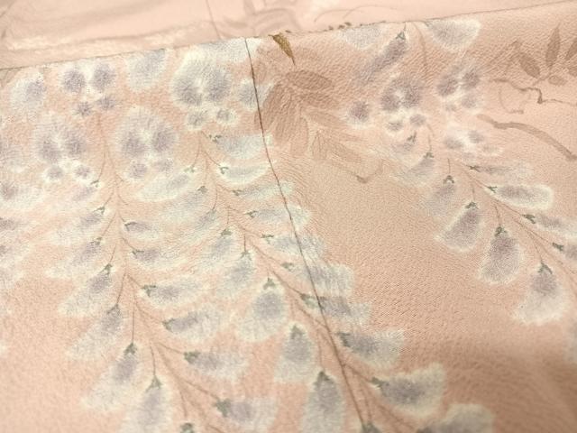 平和屋着物●訪問着 手描き 絞り 藤花房 暈し染め 正絹 逸品 AABA4513np