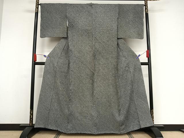 平和屋着物●大変加工の良い小紋 総絞り 黒地 正絹 逸品 AABA4520np