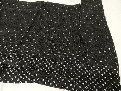 平和屋着物●大変加工の良い小紋 総絞り 黒地 正絹 逸品 AABA4520np